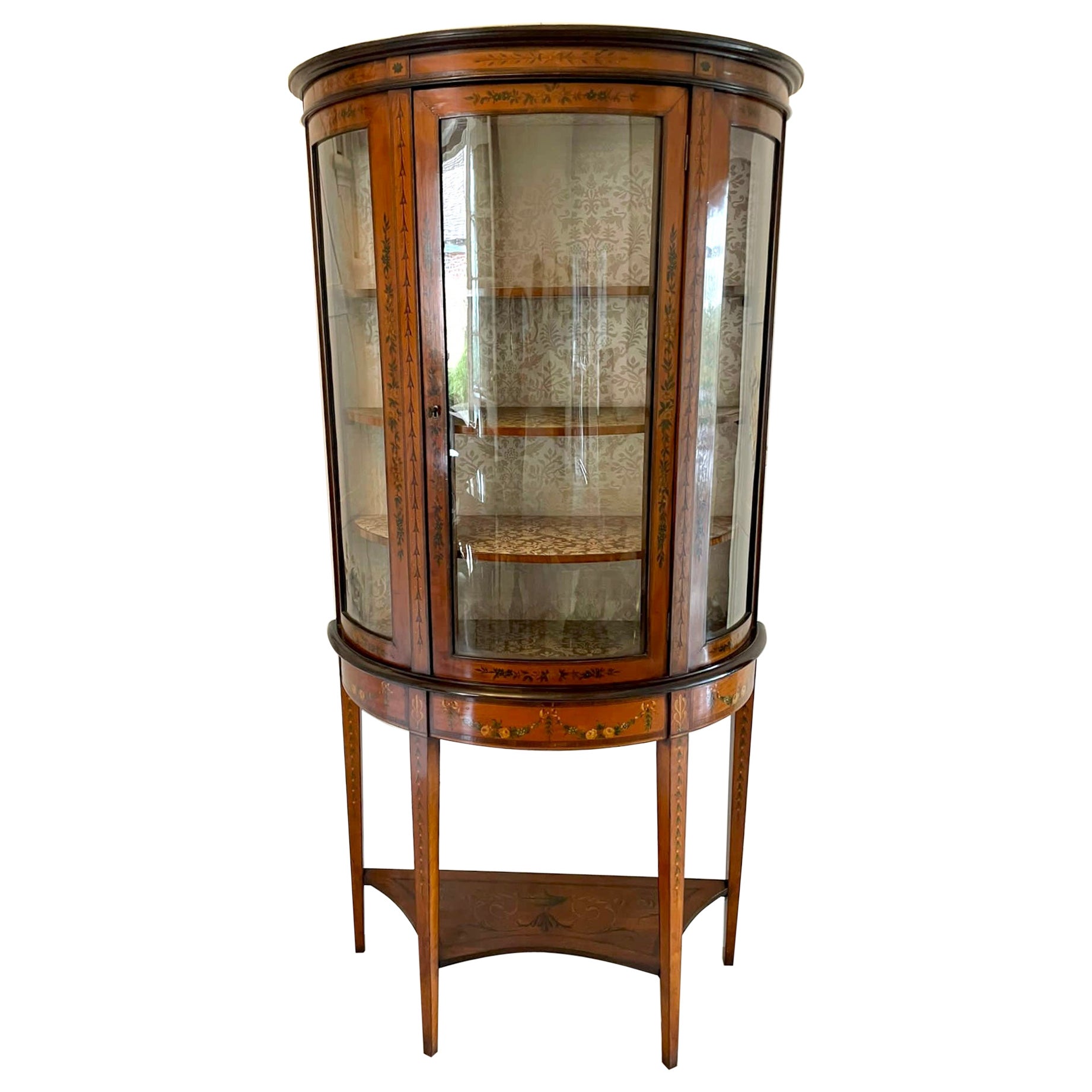 Fine Quality Antique Victorian Satinwood Display Cabinet