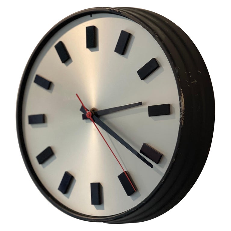 Large MidCentury Modern Industrial Wall Clock For Sale at 1stDibs