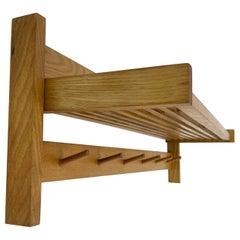 Vintage Mid-Century Coat Hanger with Folding Shelf, Czechoslovakia