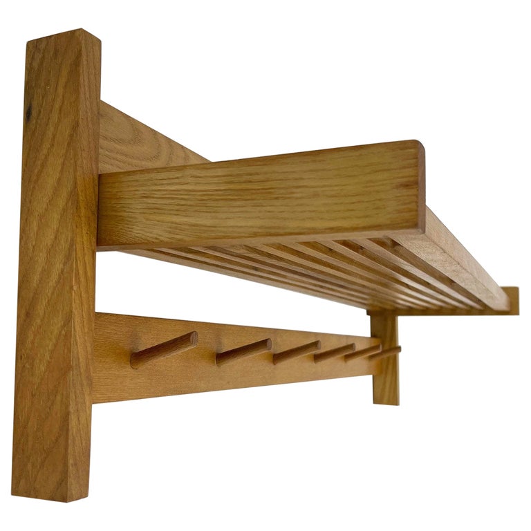 MidCentury Coat Hanger with Folding Shelf, Czechoslovakia For Sale at