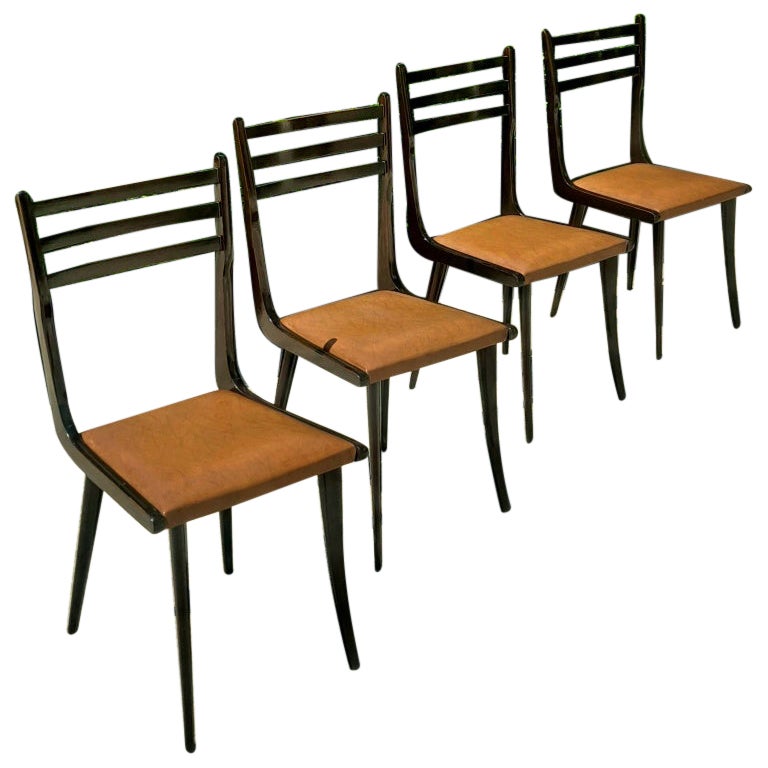 Mahogany Chairs in Style of Gio Ponti