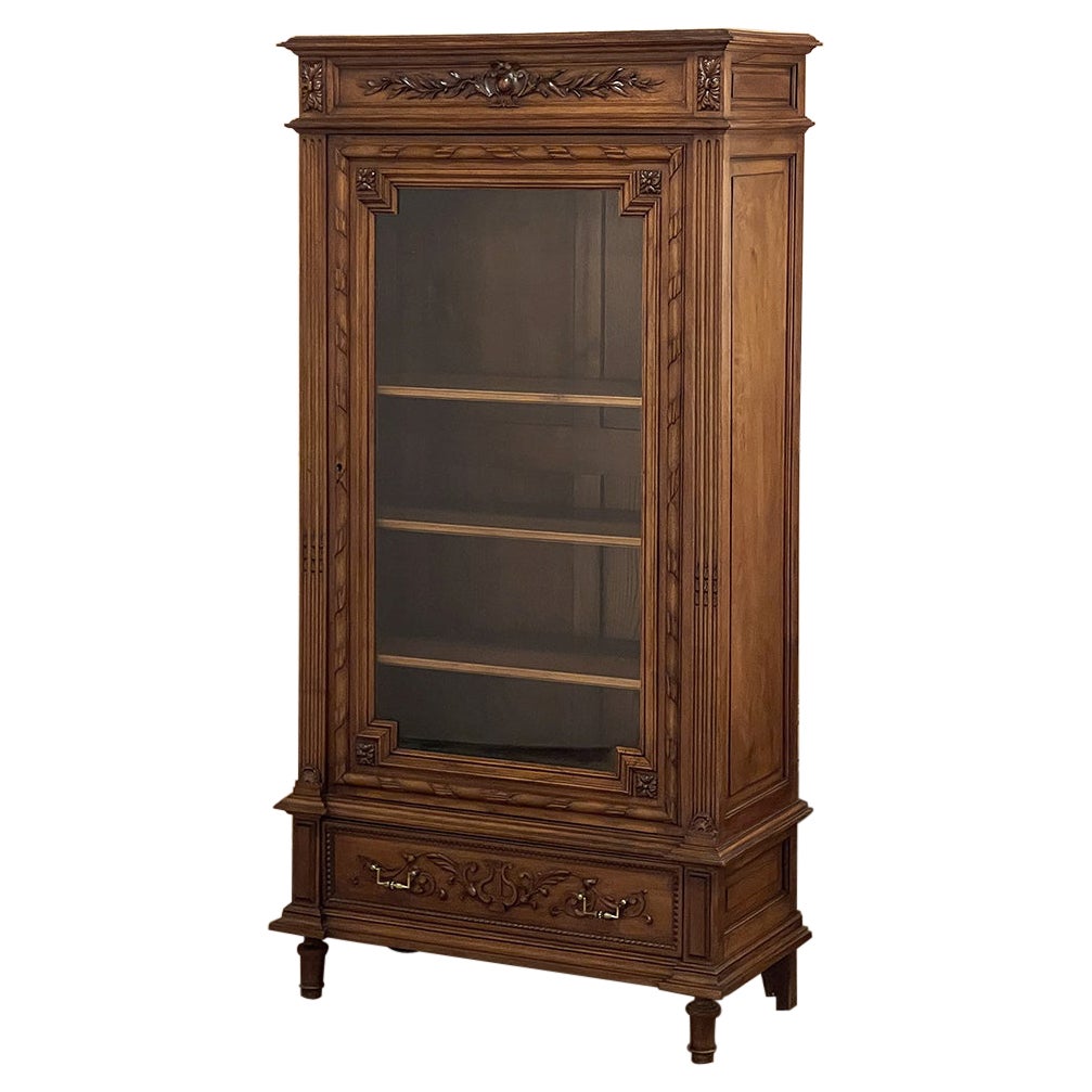 19th Century French Louis XVI Walnut Vitrine