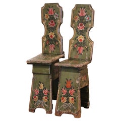 Pair of 19th Century Austrian Carved and Painted Occasional Side Chairs