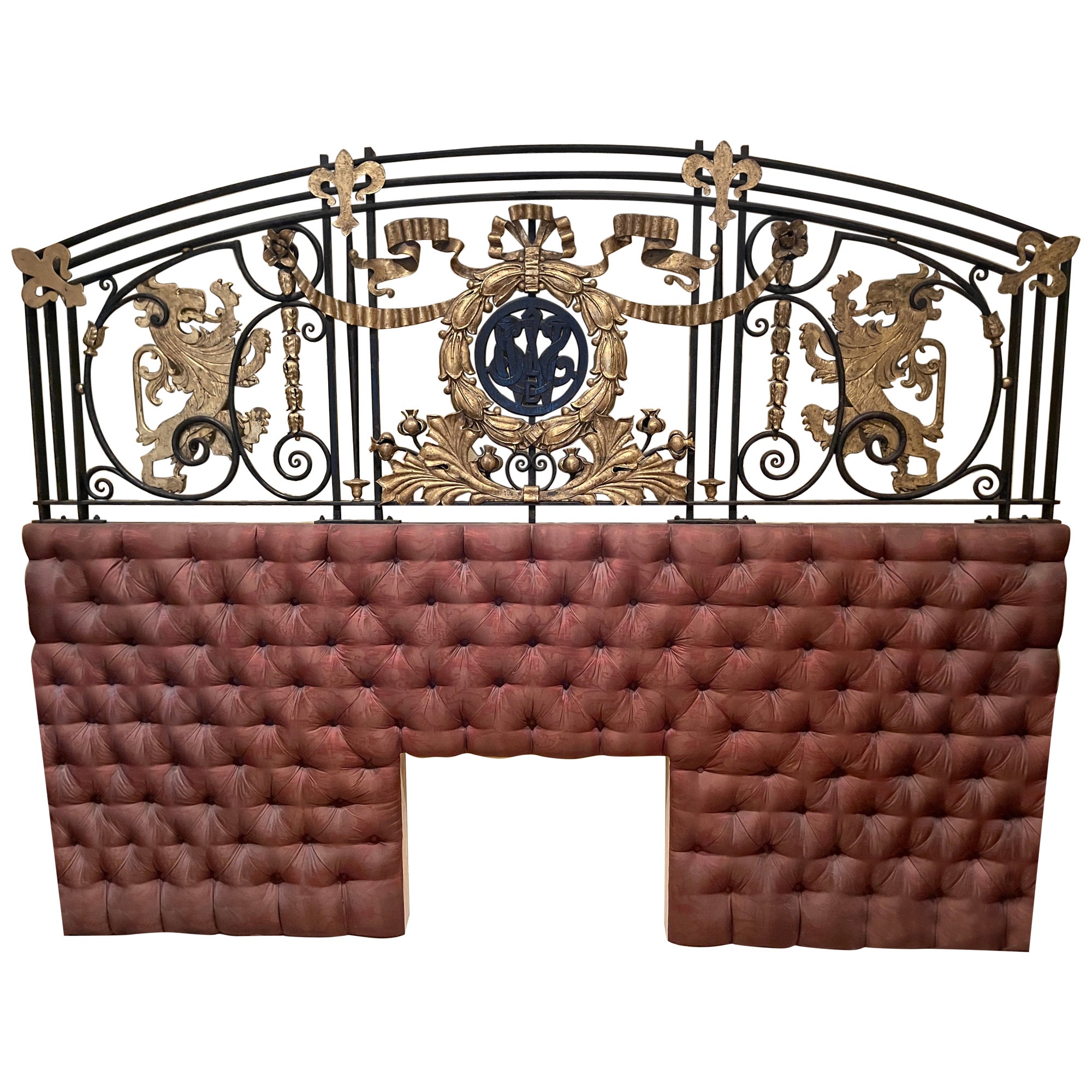 Mid-18th Century French Bronze and Wrought Iron Gate King Size Wall Headboard