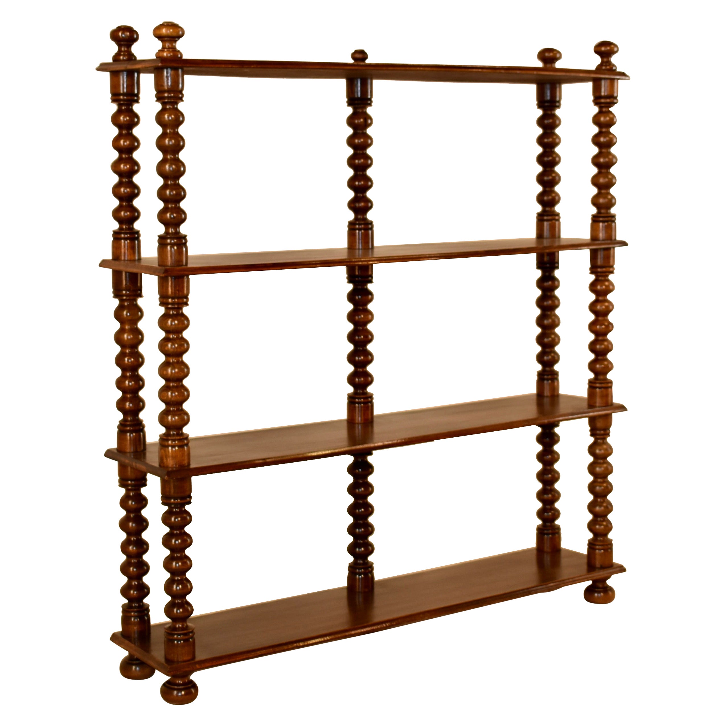 19th Century Mahogany Turned Standing Shelf For Sale