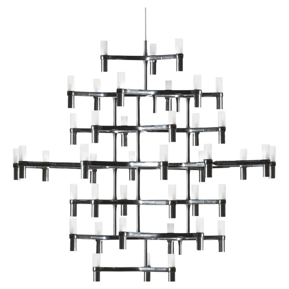 Markus Jehs & Jürgen Laub Crown Magnum Chandelier for Nemo in Plated Black For Sale