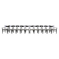 Paul McCobb for Directional Black Lacquered Bow Tie Dining Chairs, Set of Twelve