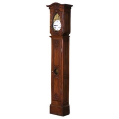 Used 18th Century French Louis XV Carved Oak Tall Case Clock from Normandy