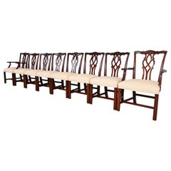 Kindel Furniture Georgian Carved Mahogany Dining Chairs, Set of Eight