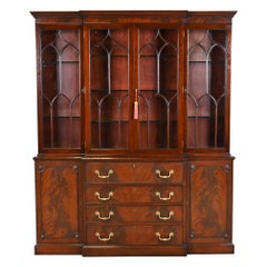 Kittinger Georgian Mahogany Breakfront Bookcase Cabinet with Secretary Desk