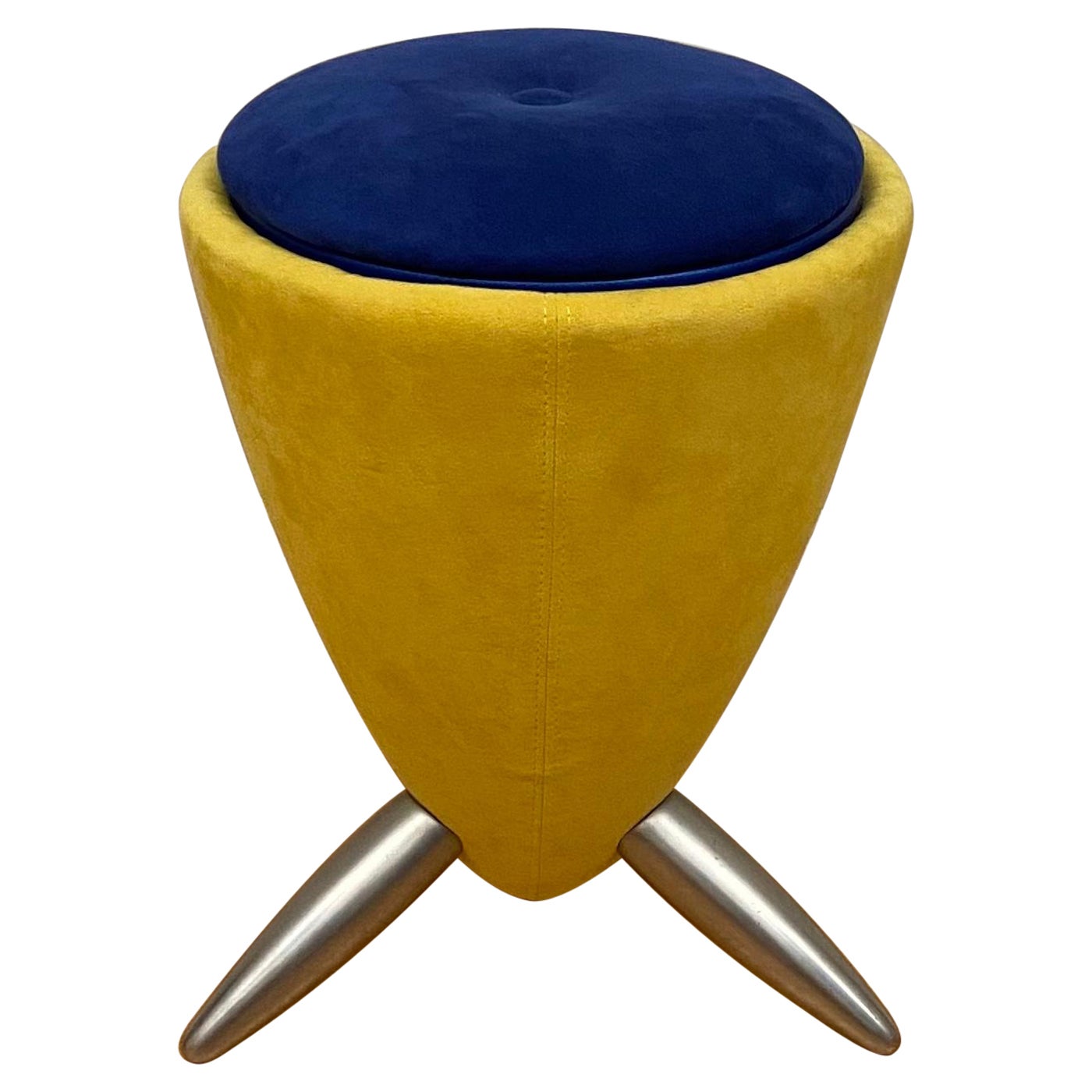 Upholstered Cone Table Stool in the Manner of Verner Panton For Sale