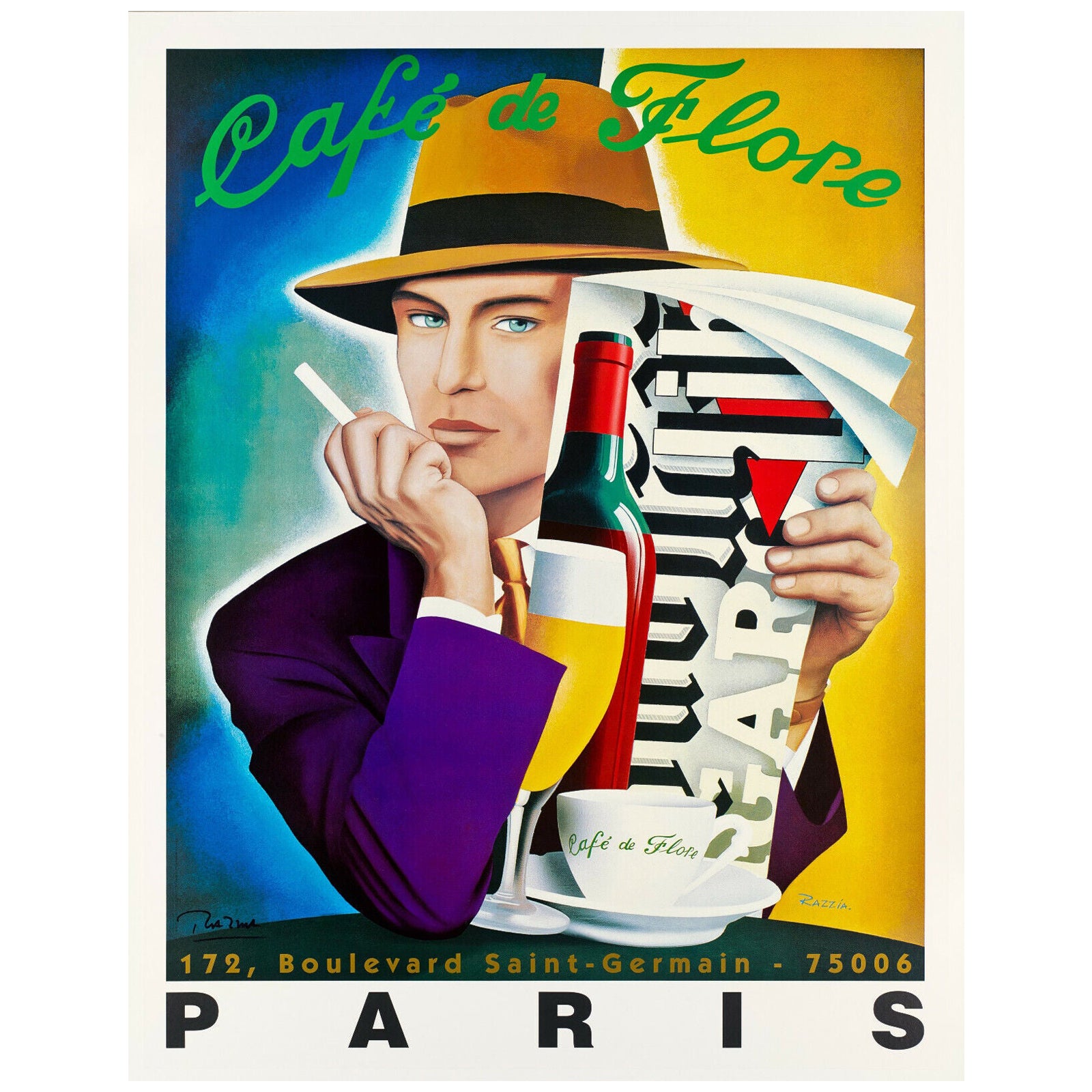 Affiche originale - Razzia-Cafe de Flore - St Germain des Pres-Paris, 2007