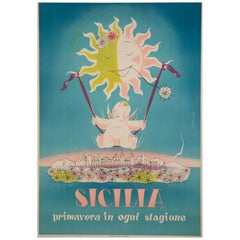 Original Poster-Artass Croce-Sicily-Palermo-Catania-Syracuse, 1952