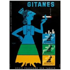Original Vintage Poster, Raymond Savignac, Gitanes, Tobacco, Cigarette, 1953