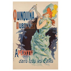 Antique Original Poster-J. Cheret-Quinquina Dubonnet-Wood-Alcohol, 1895