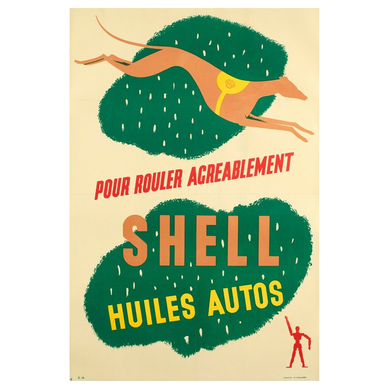 Affiche vintage d'origine, Shell Oil and Gas, Petrol, Car, Road, Greyhound, 1925 en vente