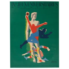 Paul Colin, Original Vintage Sport Poster, 9th World University Games Paris 1947