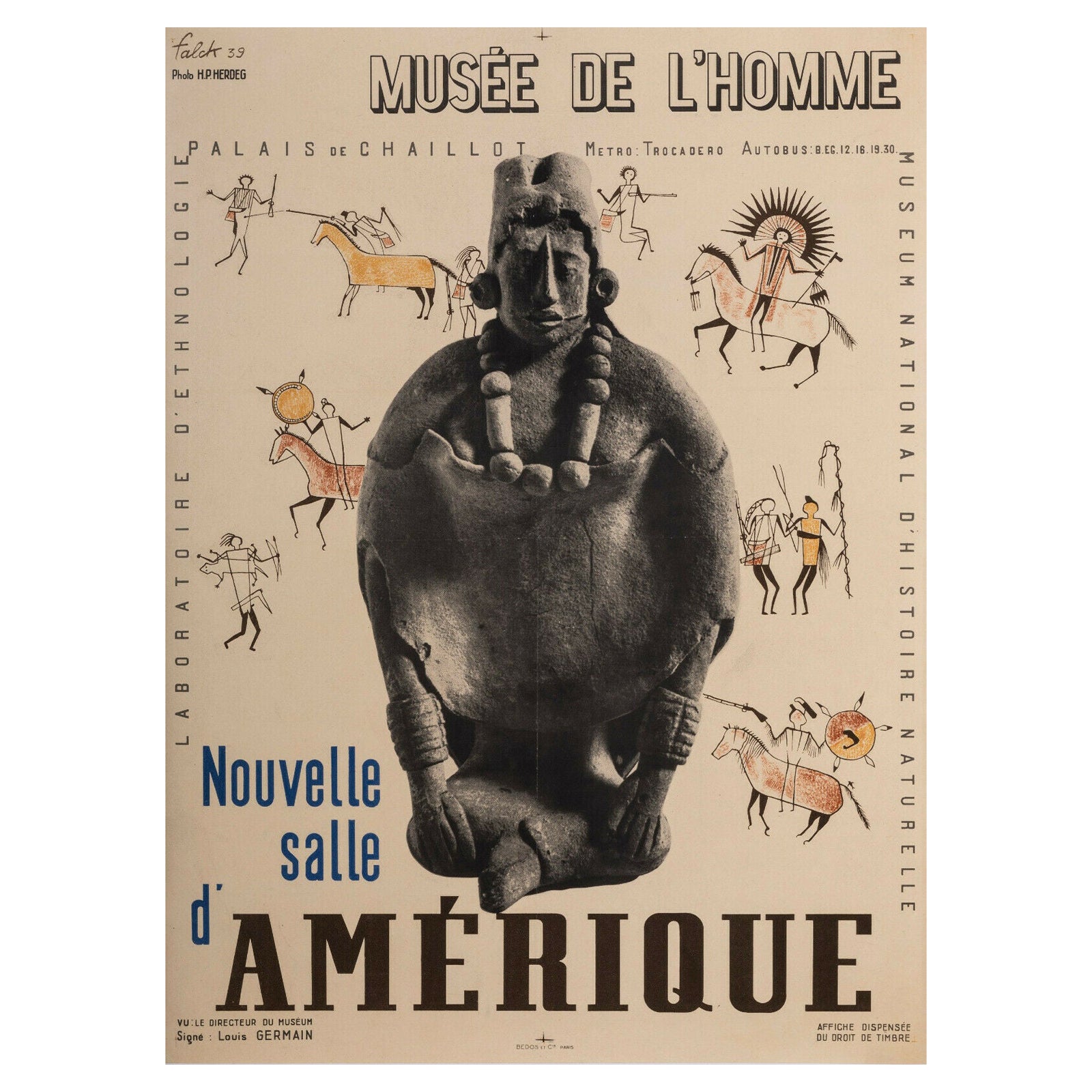 Original Vintage Poster-Falck Jarl-Human History-America Exhibition, 1939 For Sale