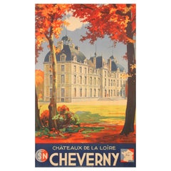 Vintage Champseix, Original Art Deco Travel Poster, Cheverny Castle, Loire Valley, 1939