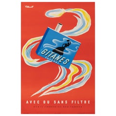 Villemot, Original Vintage Poster, Gitanes, Tobacco, France, Cigarette, 1957