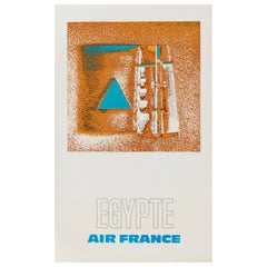 Raymond Pages, Original Vintage Airline Poster, Air France, Egypt, 1971