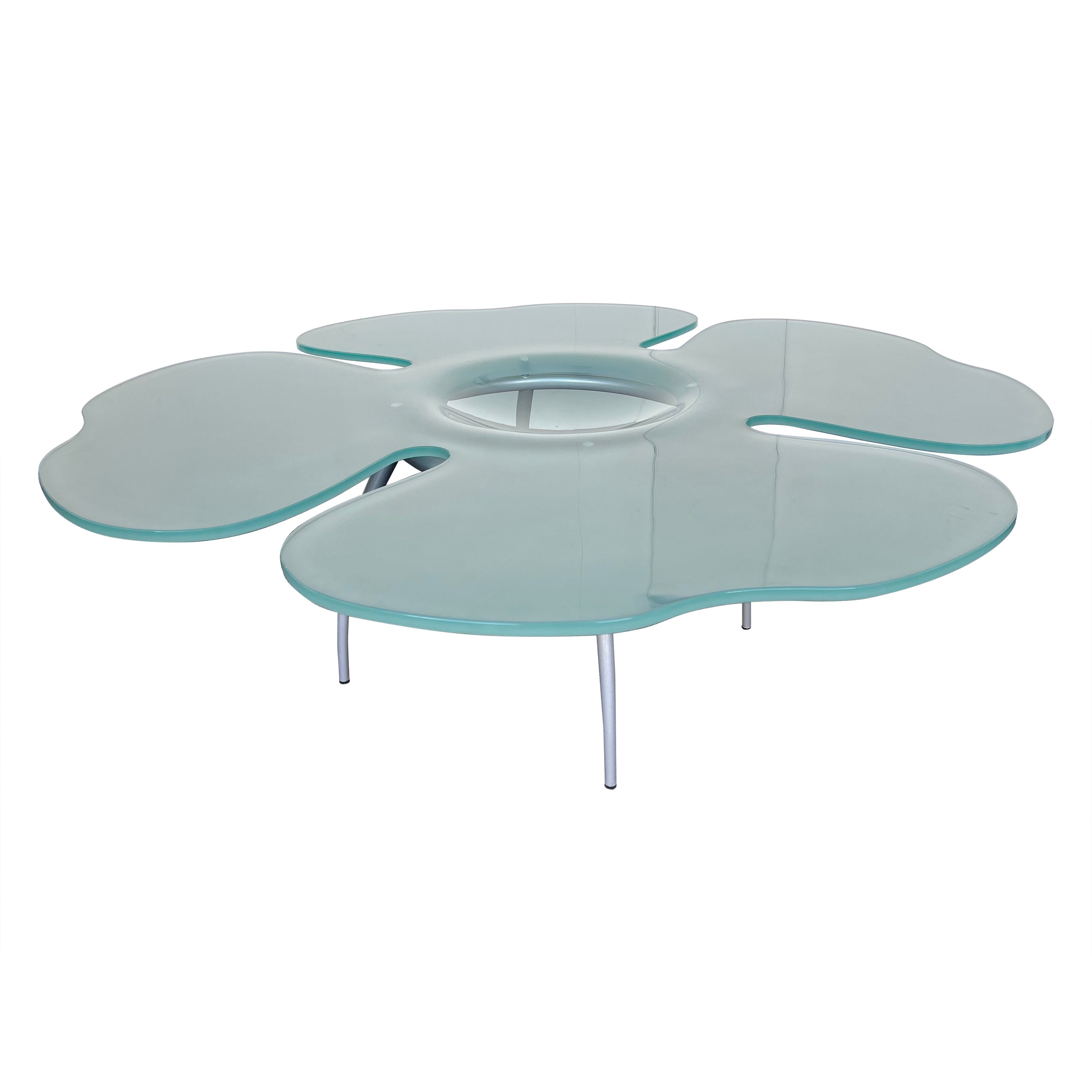 Flower Glass Coffee Table by Glas Italia, Italy, 1990s For Sale