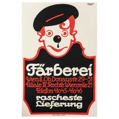 Franz Griessler, Original Art Deco Poster, Farberei, Dry cleaner, Vienna 1920's 