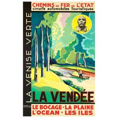 Vintage S W, Original Poster Travel Poster, Vendée Venise Verte, Georges Clemenceau 1931