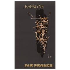 Georges Mathieu, Affiche originale d'une compagnie aérienne, Air France, Espagne, 1967