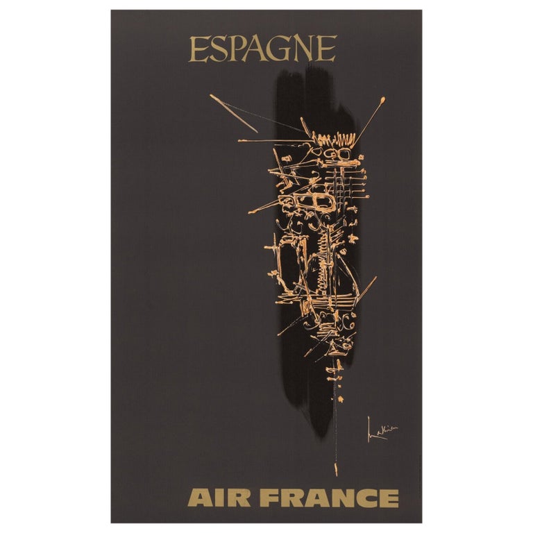Georges Mathieu, Original Vintage Airline Poster, Air France, Spain, 1967 For Sale