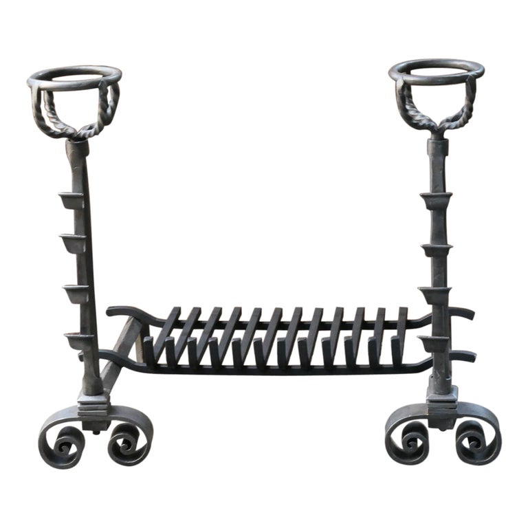 French Gothic Style Fire Grate, Fireplace Grate For Sale at 1stDibs