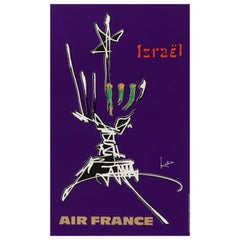 Georges Mathieu, Original-Vintage-Poster einer Fluggesellschaft, Air France, Israel, 1967