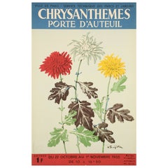 Affiche vintage d'origine - Foujita-chrysanthemums Porte D'auteuil, 1965