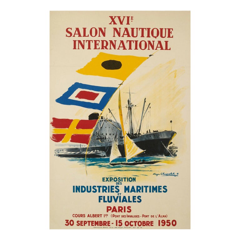 Roger Chapelet, Original Vintage Boating Poster, Paris Boat Yacht Show