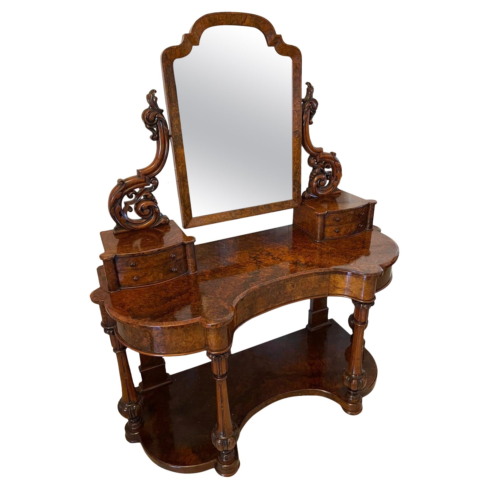 Fine Quality Antique Victorian Burr Walnut Dressing Table For Sale