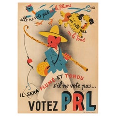 Vintage Original Poster-Foro-Votez Prl-Political Party-France-Vote, 1947