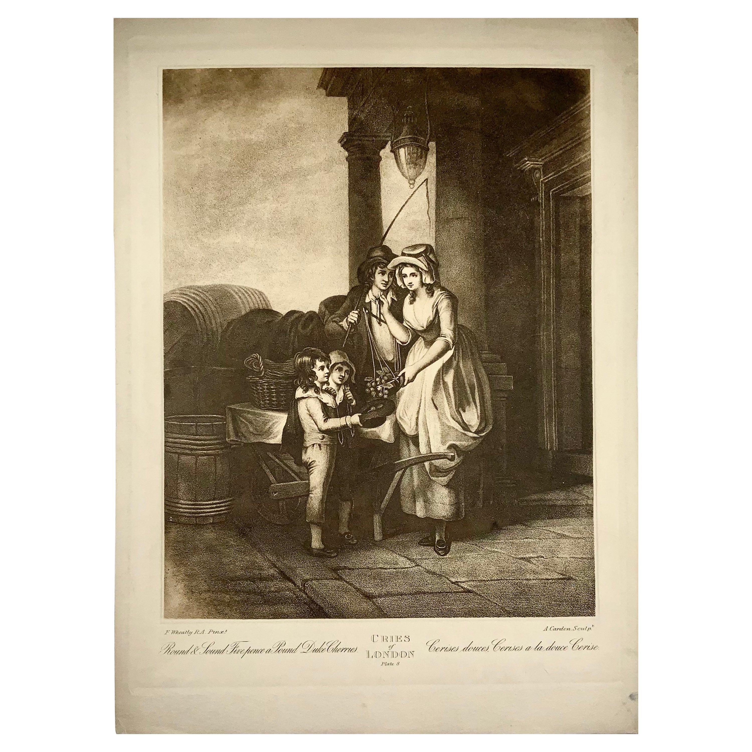 Fr. Wheatley, Cries of London, Fruit Seller, Large Folio Stipple Engraving For Sale