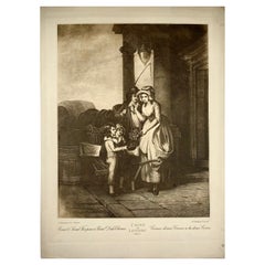 Fr. Wheatley, Cries of London, vendeur de fruits, grande gravure à motif Folio Stipple