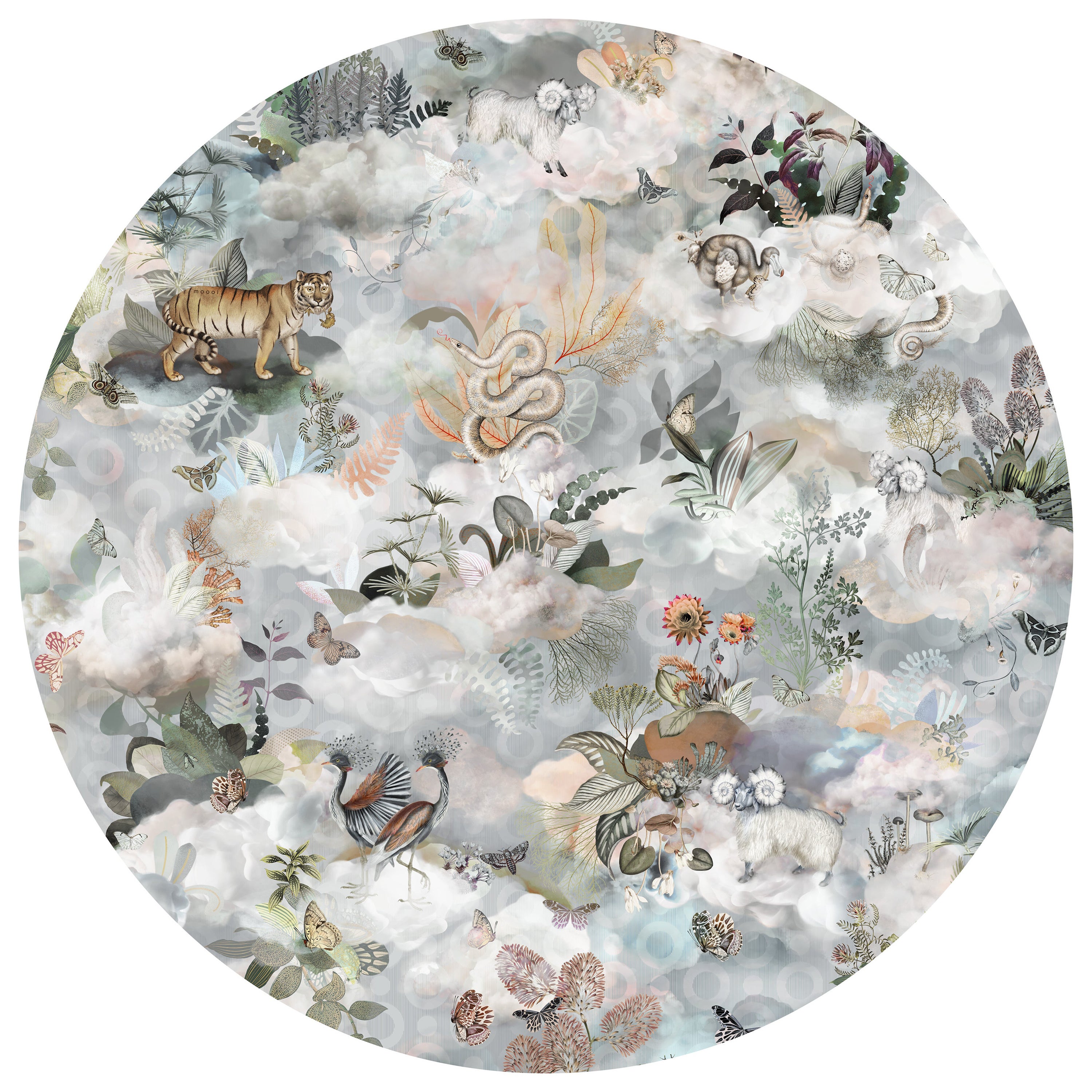 Moooi Small Memento Medley Dawn Round Rug in Low Pile Polyamide For Sale