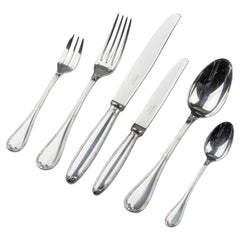 Retro 78-Piece Set of Silver Plated Flatware by Christofle Model Rubans with Canteen