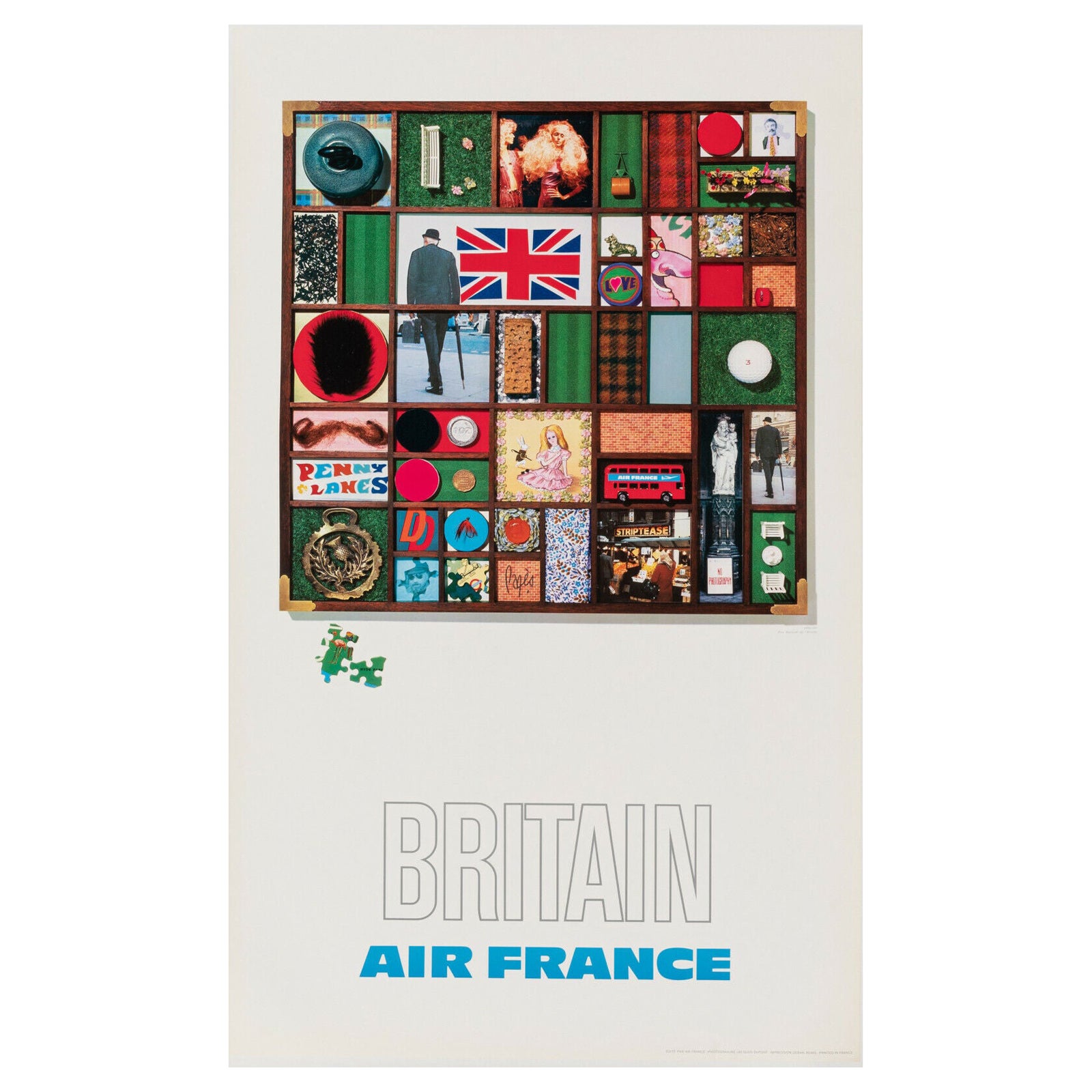 Raymond Pages, Original Vintage Airline Poster, Air France, Great Britain, 1971 For Sale