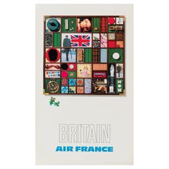 Raymond Pages, Original Vintage Airline Poster, Air France, Great Britain, 1971