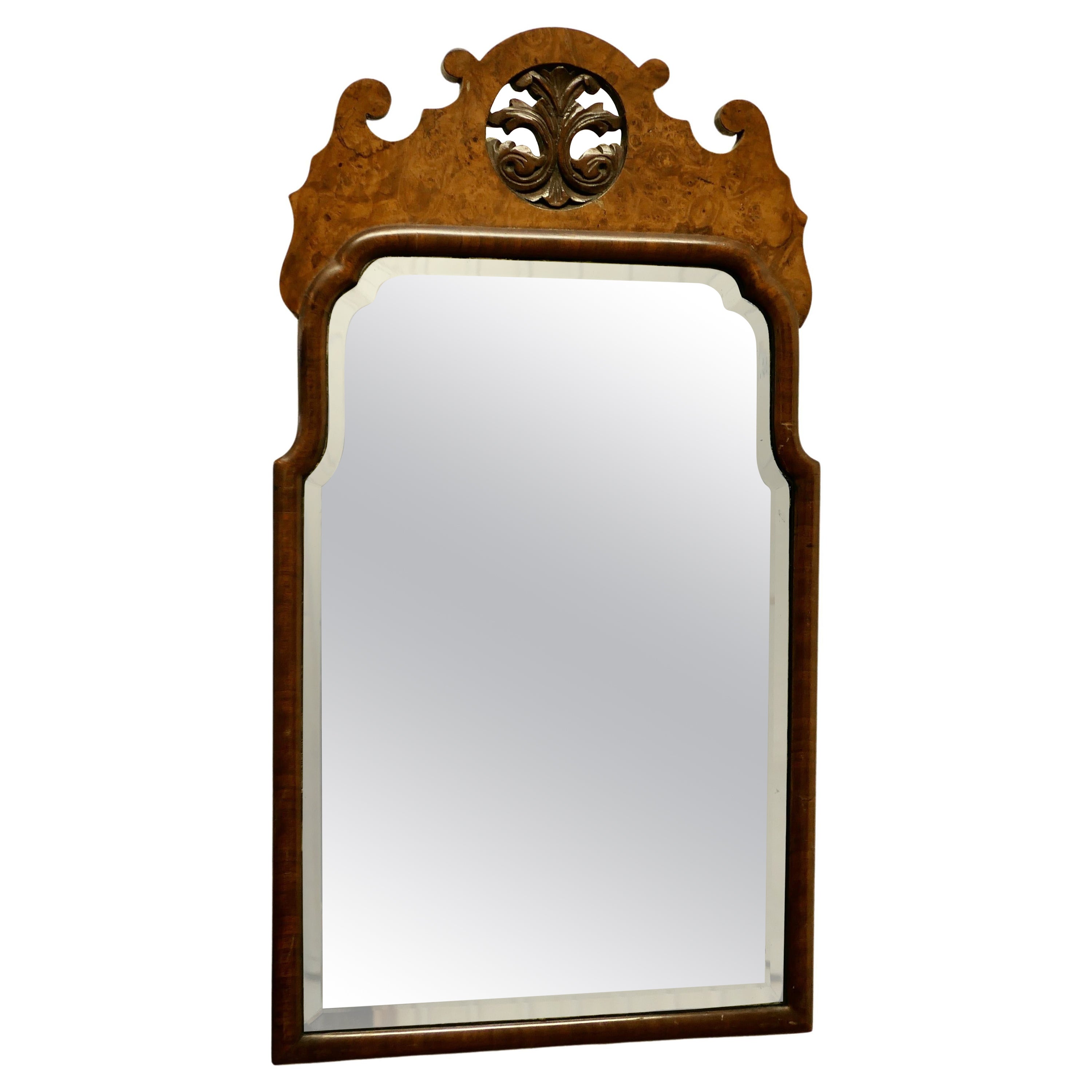 Fine Quality Burr Walnut Wall Hanging Mirror For Sale