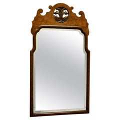 Antique Fine Quality Burr Walnut Wall Hanging Mirror