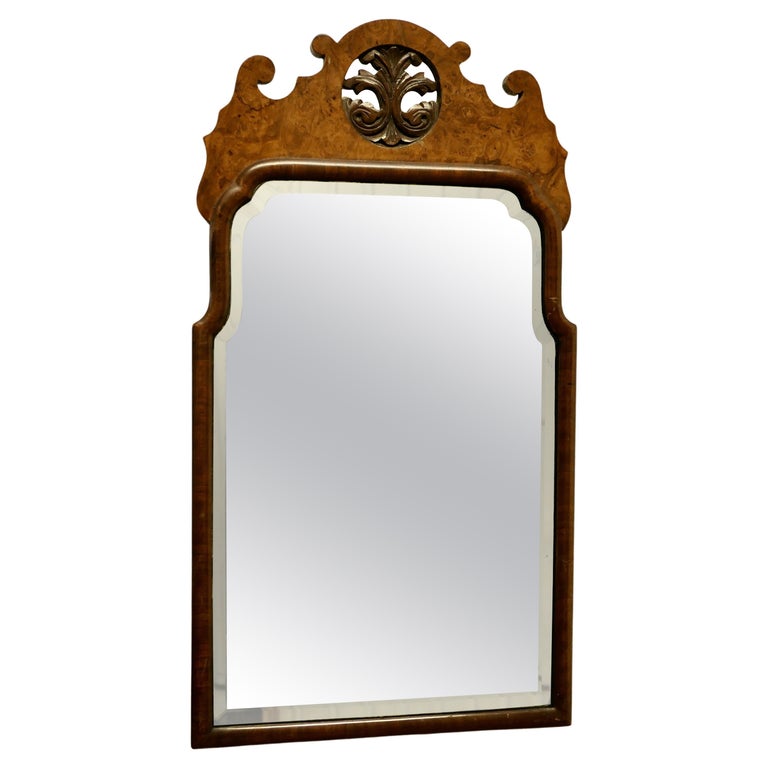 Fine Quality Burr Walnut Wall Hanging Mirror For Sale at 1stDibs