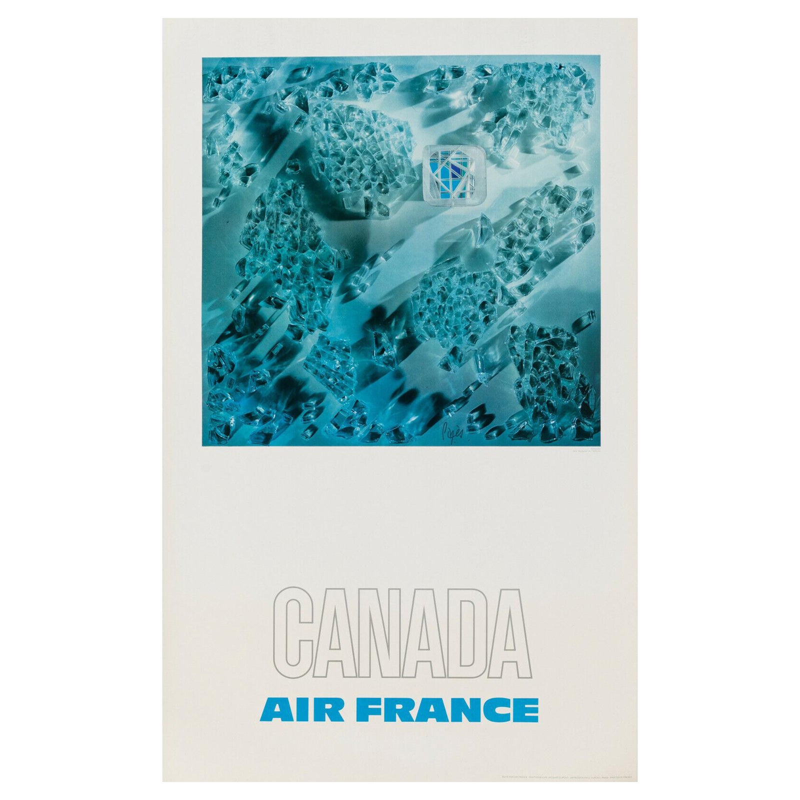Raymond Pages, Original Vintage Airline Poster, Air France, Canada, 1971