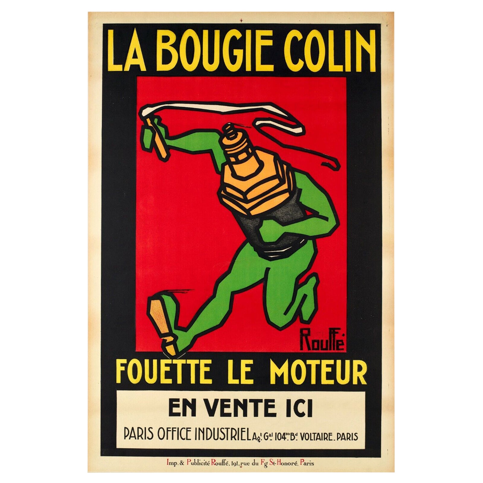 Original Vintage Poster-Rouffé-Colin Candle-Car-Motor, 1930 For Sale