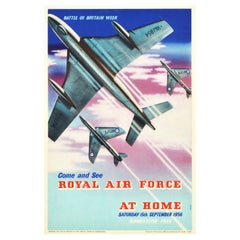 Original Vintage Poster RAF Royal Air Force At Home Battle Of Britain Week Plane
