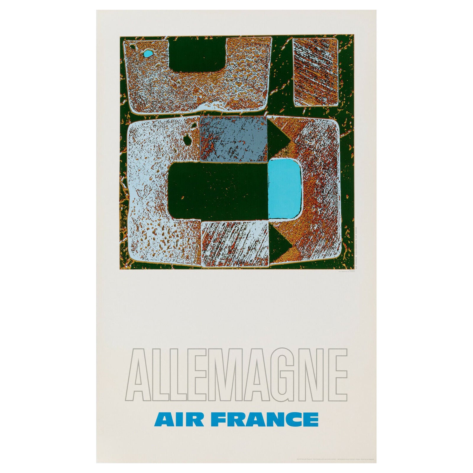 Raymond Pages, Original Vintage Airline Poster, Air France, Germany, 1971 For Sale