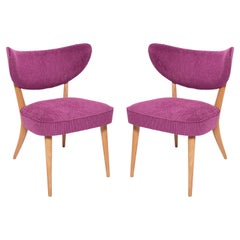 Pair of Mid-Century Violet Velvet Club Chairs, Europe, 1960s